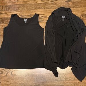 Clara Sunwoo Black Top and open cardigan set